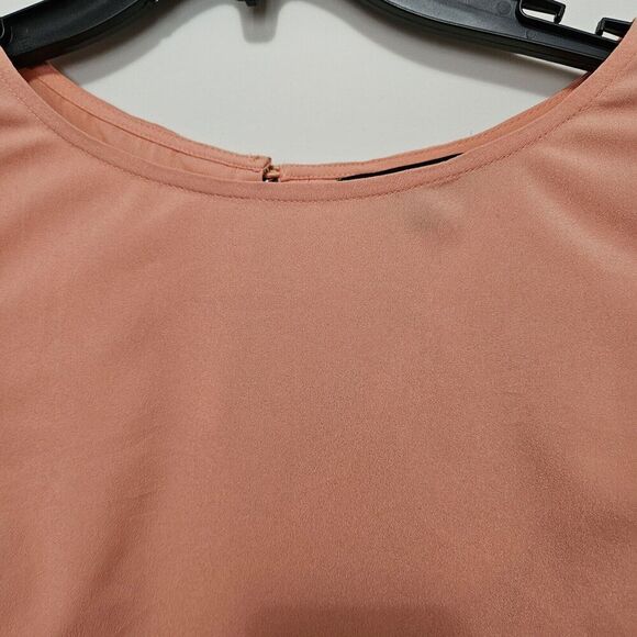 Banana Republic Peach Blouse Short Sleeve Layered Flutter Sleeves Sz S EUC - Picture 3 of 10